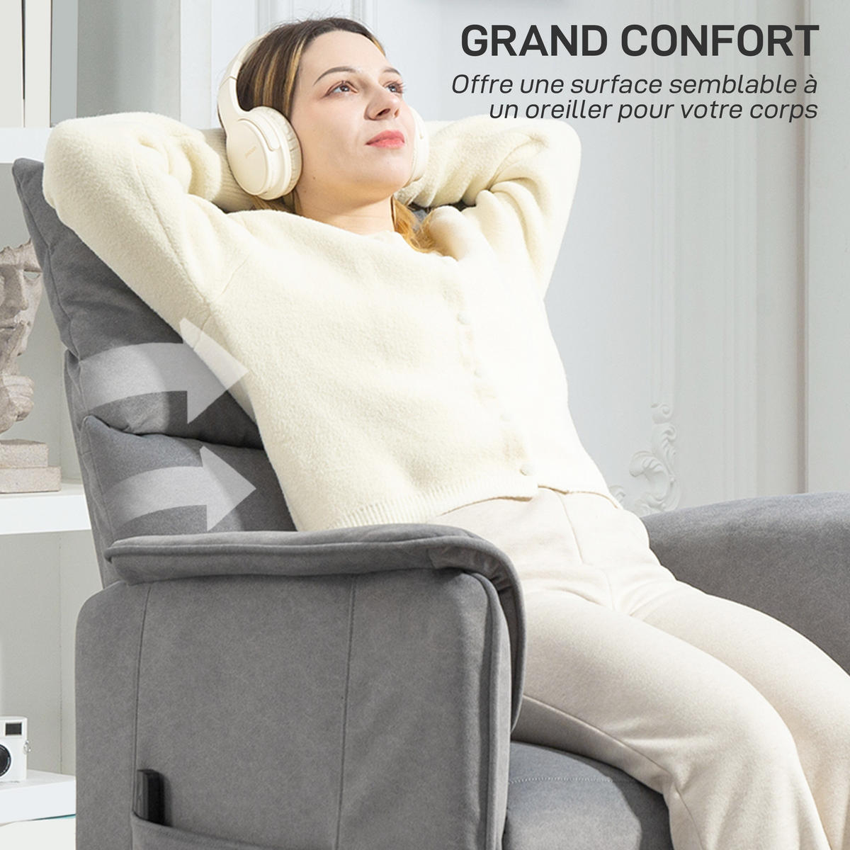 RELAXSESSEL DE-15390 mit Speicherfunktion und verstellbarer Fußstütze Grau - Grau, Metall (80/104/83cm) - ComfortXL