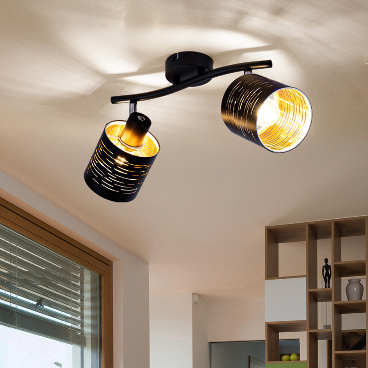 LED DECKENLEUCHTE TUNNO Schwarz Gold Metall - Schwarz, Metall (29.6/10/16cm)