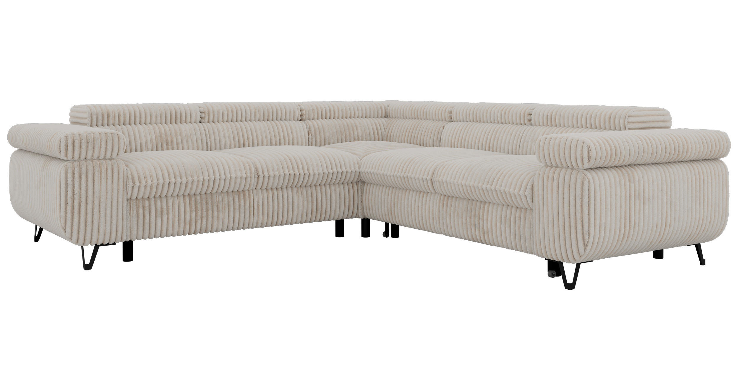 ECKSOFA QUADRO L - Beige Cord - Links Seite - Beige/Creme, Textil/Metall (269/269cm) - MKS