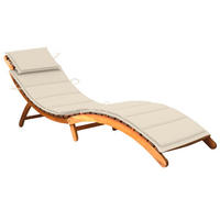 SONNENLIEGE mit Auflage Akazie Massivholz - Creme, Holz (55/64/184cm) - furnicato
