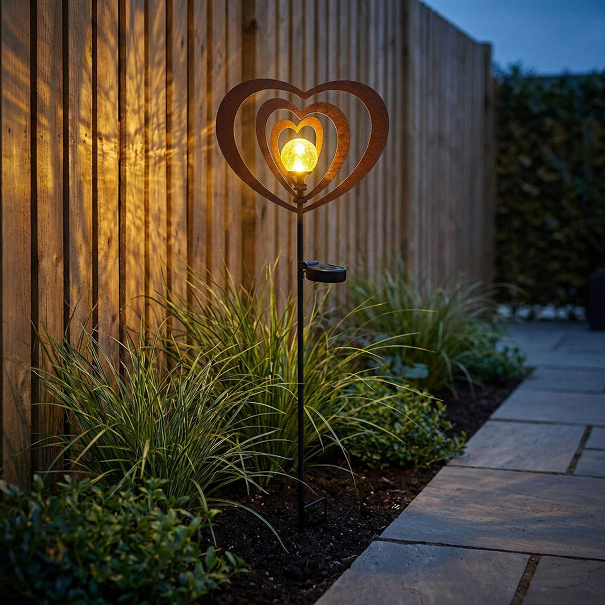 SOLARLEUCHTE LED Metall rostfarben Glaskugel matt - Schwarz, Glas (28/6/82cm) - Globo Lighting