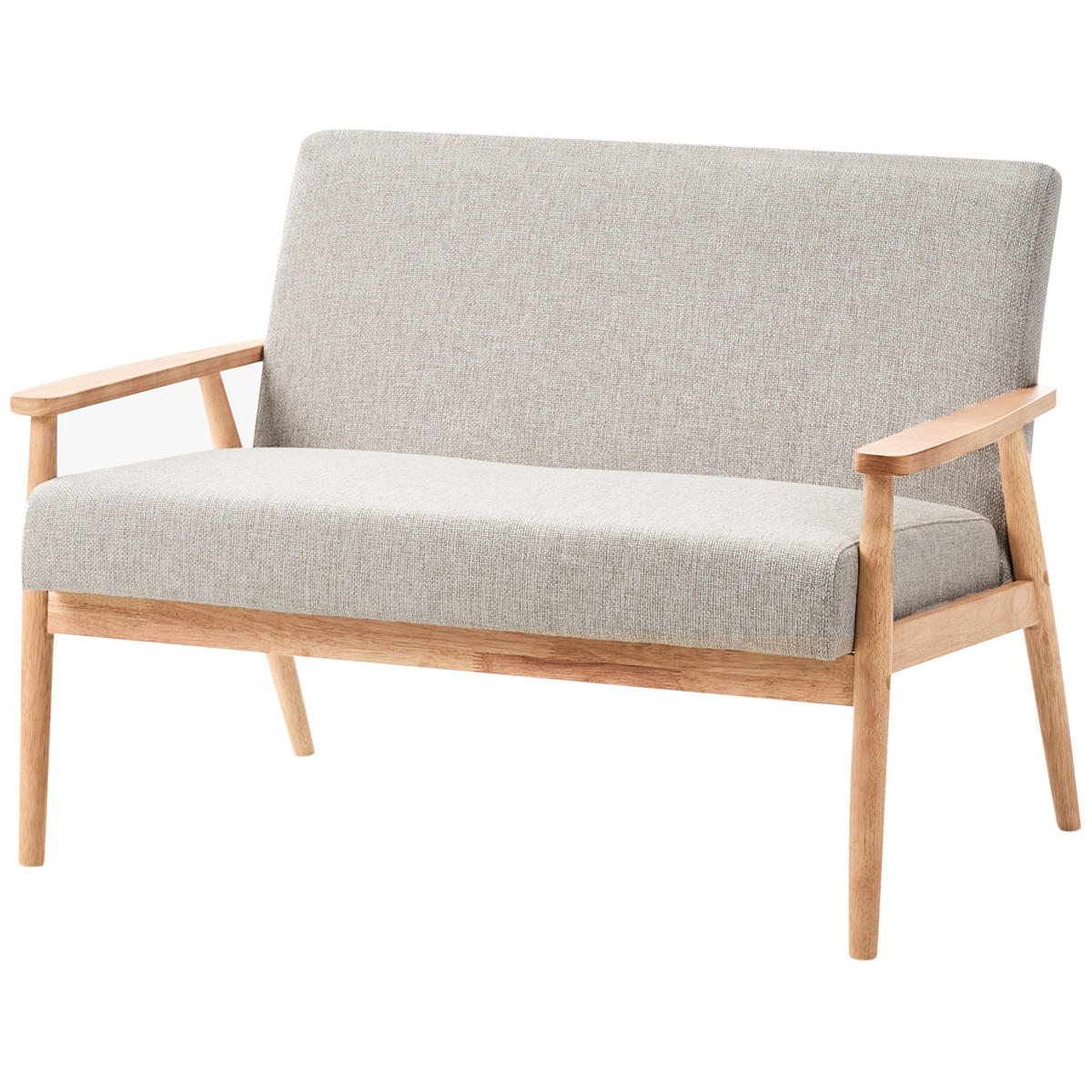 CANAPEA cu 2 locuri maro deschisă/gri Esrum - gri/maro deschis, material textil/lemn (111/79/72cm) - Beliani