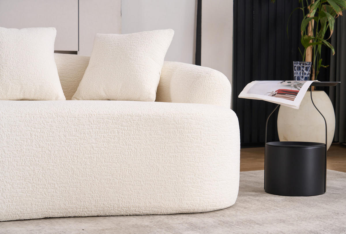ZWEISITZER-SOFA mit tiefem Sitz Chenille Weiß - Weiß, Kunststoff (153/63/94cm) - Meubliv