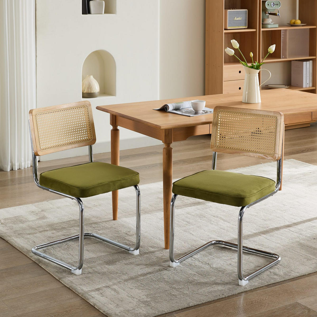 SCHWINGSTUHL DE-36300 2er-Ser mit Rattan-Rückenlehne Olivgrün - Grün, Metall (47/81/59cm) - ComfortXL