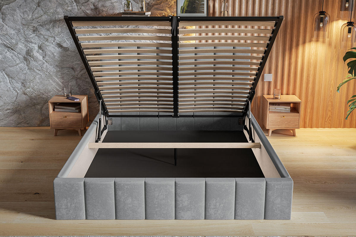 POLSTERBETT 200x200 Moris mit Kopfteil, Bettkasten Lattenrost, Schwarz - Schwarz, Holz/Textil (200/200cm) - Emporius