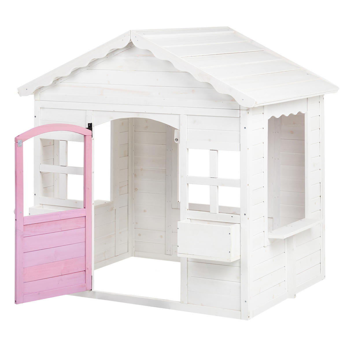 GARTENSPIELHAUS Weiß Nikaia - Pink/Weiß, Holz (130/124/110cm) - Beliani