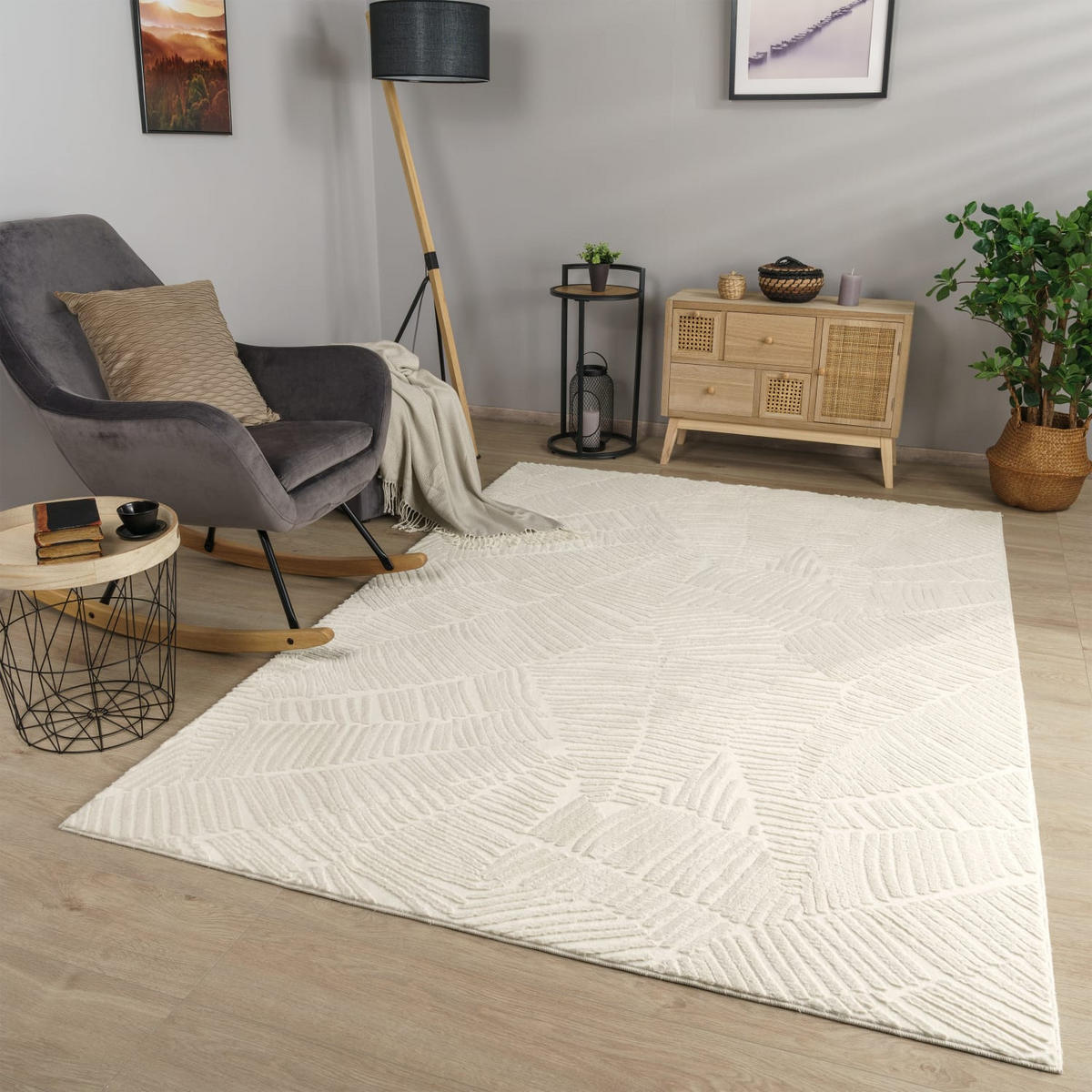 FLACHWEBETEPPICH Boho Creme 240 x 340 cm - Creme, Kunststoff (240/340cm) - TT Home