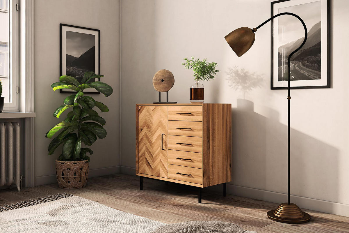 KOMMODE HOCH LEON Wildeiche - Wildeiche, Holz (97/95/45cm) - byoak