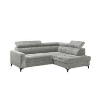 ECKSOFA mit elektronische Sitztiefenverstellung, USB-Anschluss und stilvollem Breitcord-Bezug - Silberfarben, Textil (200/243cm) - ed exciting design