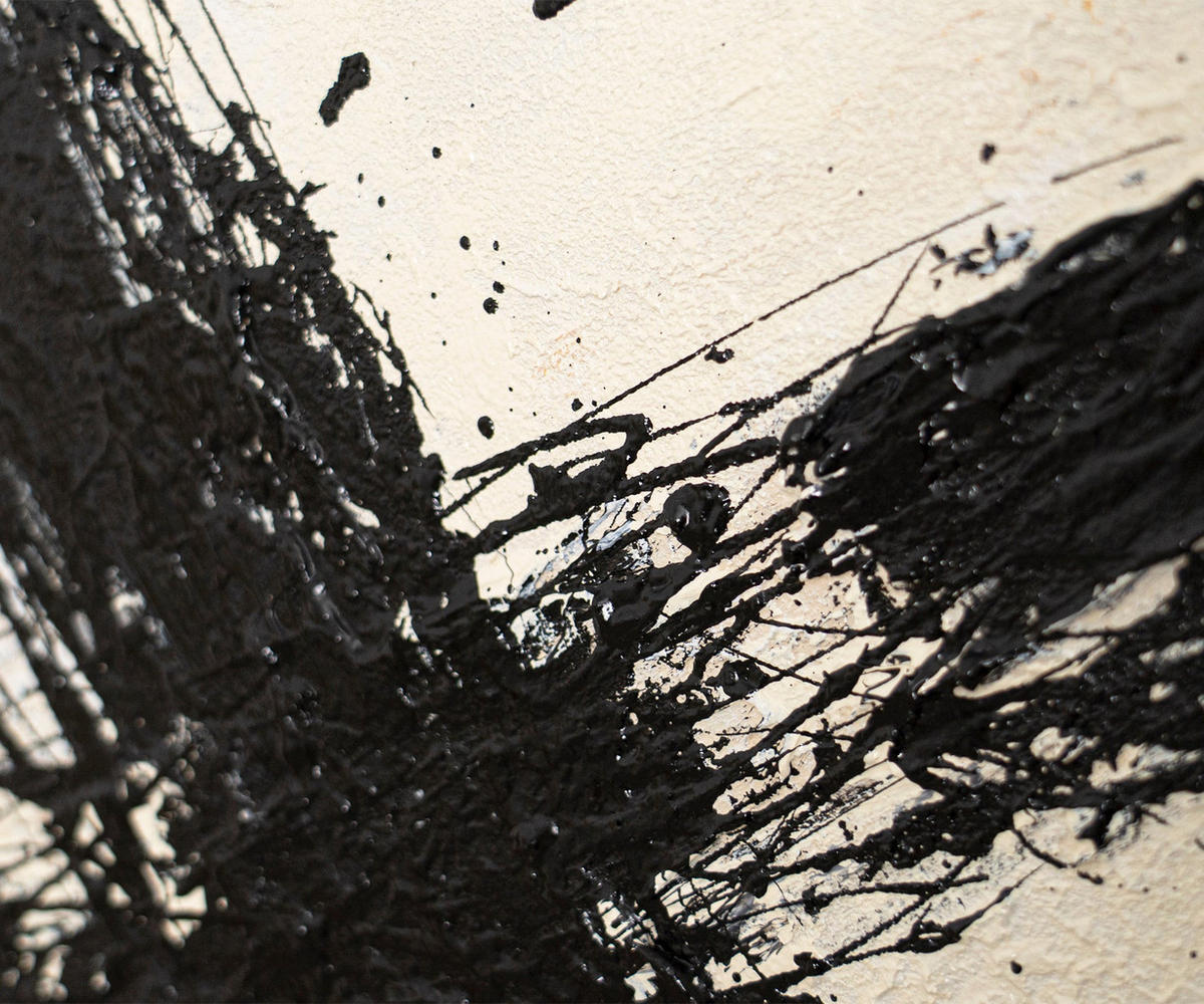 GEMÄLDE Kraft des Pinselstrichs Schattenfugenrahmen Schwarz 140x100 cm - Schwarz, Holz (140/100cm) - YS-art gallery