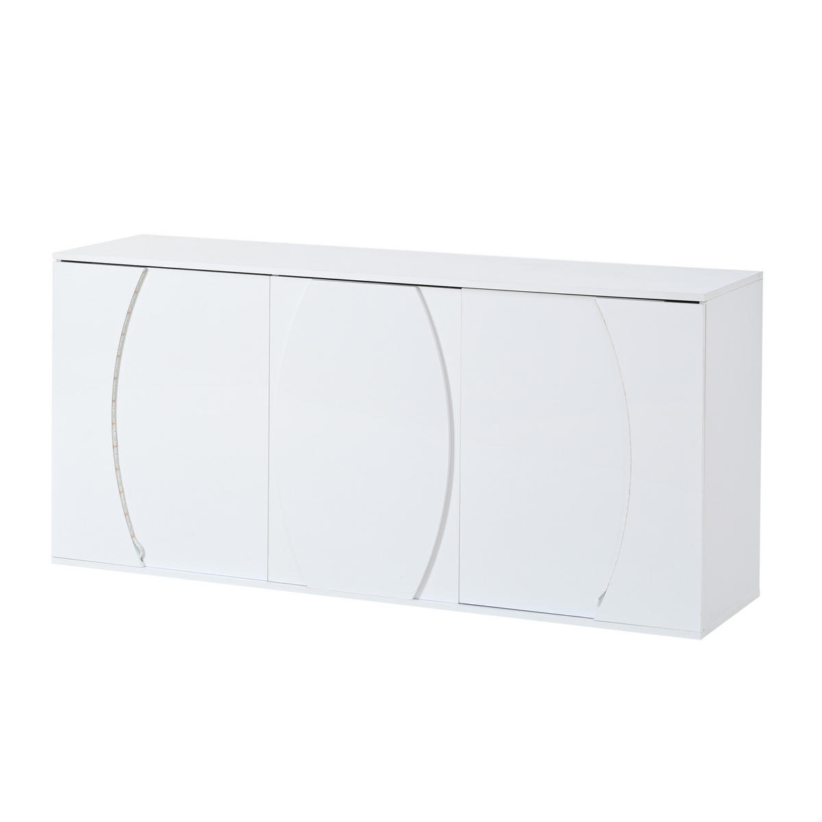 SIDEBOARD aus Spanplatte 150x40x70 cm Weiß mit LED-Beleuchtung, 3 Türen und verstellbaren Einlegeböden - Weiß, Holzwerkstoff (150/70/40cm) - Modfu
