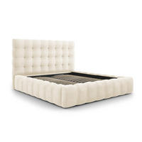 BETT mit Bettkasten und Kopfteil Mamaia aus Samt leichtes beige 180x200cm - Beige, Textil (180/200cm) - Micadoni
