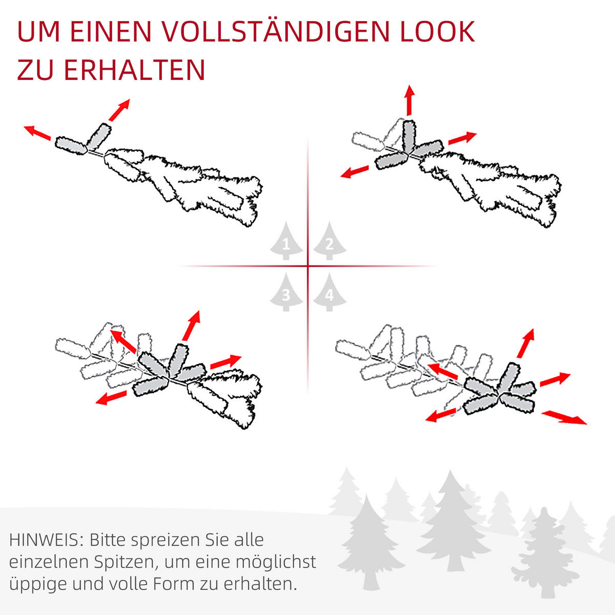WEIHNACHTSBAUM 390 Spitzen Tannenbaum mit Kunststoffständer Grün - Grün, Kunststoff (180cm) - HOMCOM
