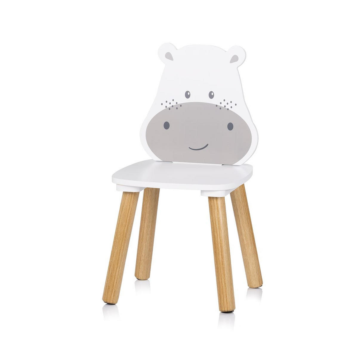 KINDERSITZGRUPPE Tiermotiv weiß grau 55 x 55 cm, Tischset, 2 Stühle, MDF, Massivholz, Tiermotive, Holz - Grau, Holzwerkstoff (55/45/55cm) - Chipolino