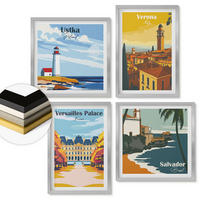 WANDBILDER 4er Set - 50x50 cm & 40x60 cm Silberner Rahmen - Blicke auf berühmte Orte am Meer - Silberfarben, Kunststoff (50/50cm) - ArtPrintCave