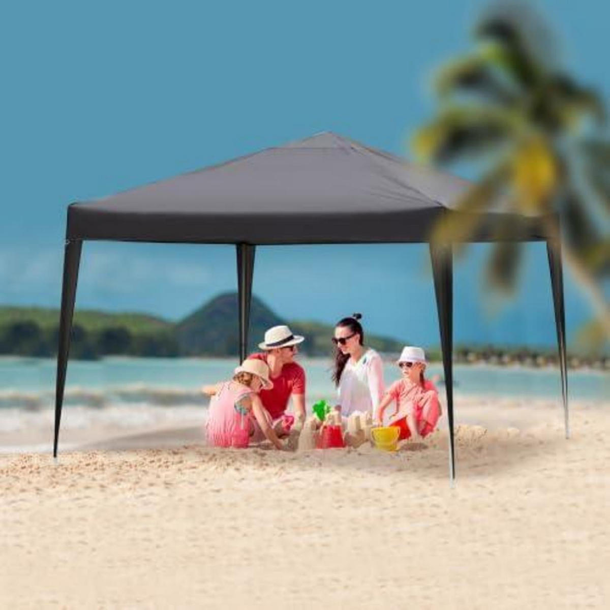 FALTPAVILLON 3 x 3 m Dunkelgrau Wasserdicht UV Schutz - Anthrazit, Metall (255/300/300cm)