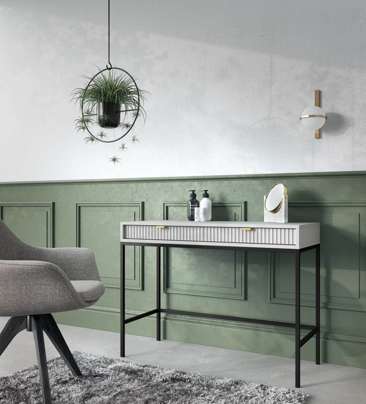 SCHMINKTISCH ZOVA Grau 104x77x50 cm Little table, Freistehend - Schwarz/Grau, Holzwerkstoff/Metall (50/104/77cm) - DomoHome