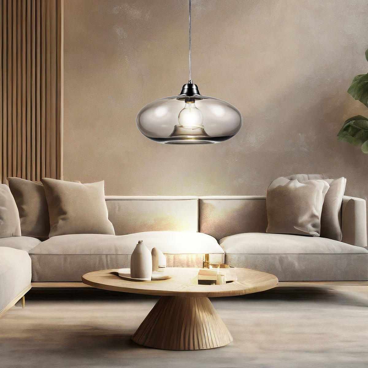 LED HÄNGELEUCHTE LILLE Grau Metall Glas - Grau, Glas (40/40/150cm) - Nowa