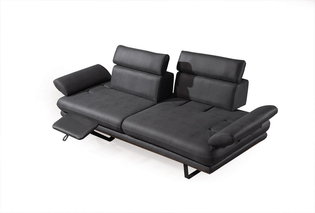 2 Sitzer SOFA Energy Nubuk Anthrazit - Anthrazit, Textil/Metall (200/80/100cm) - Villa Möbel