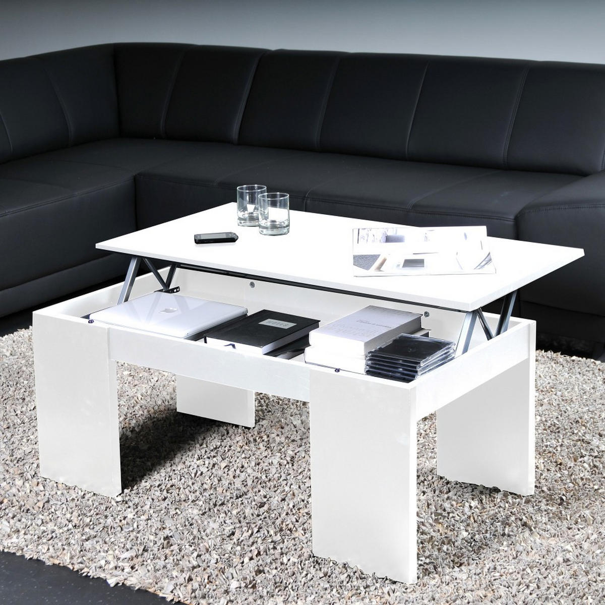 COUCHTISCH Klapptisch NEWTON 100x50cm / Weiß - Weiß, Holzwerkstoff (100/50/43cm) - Weber Industries