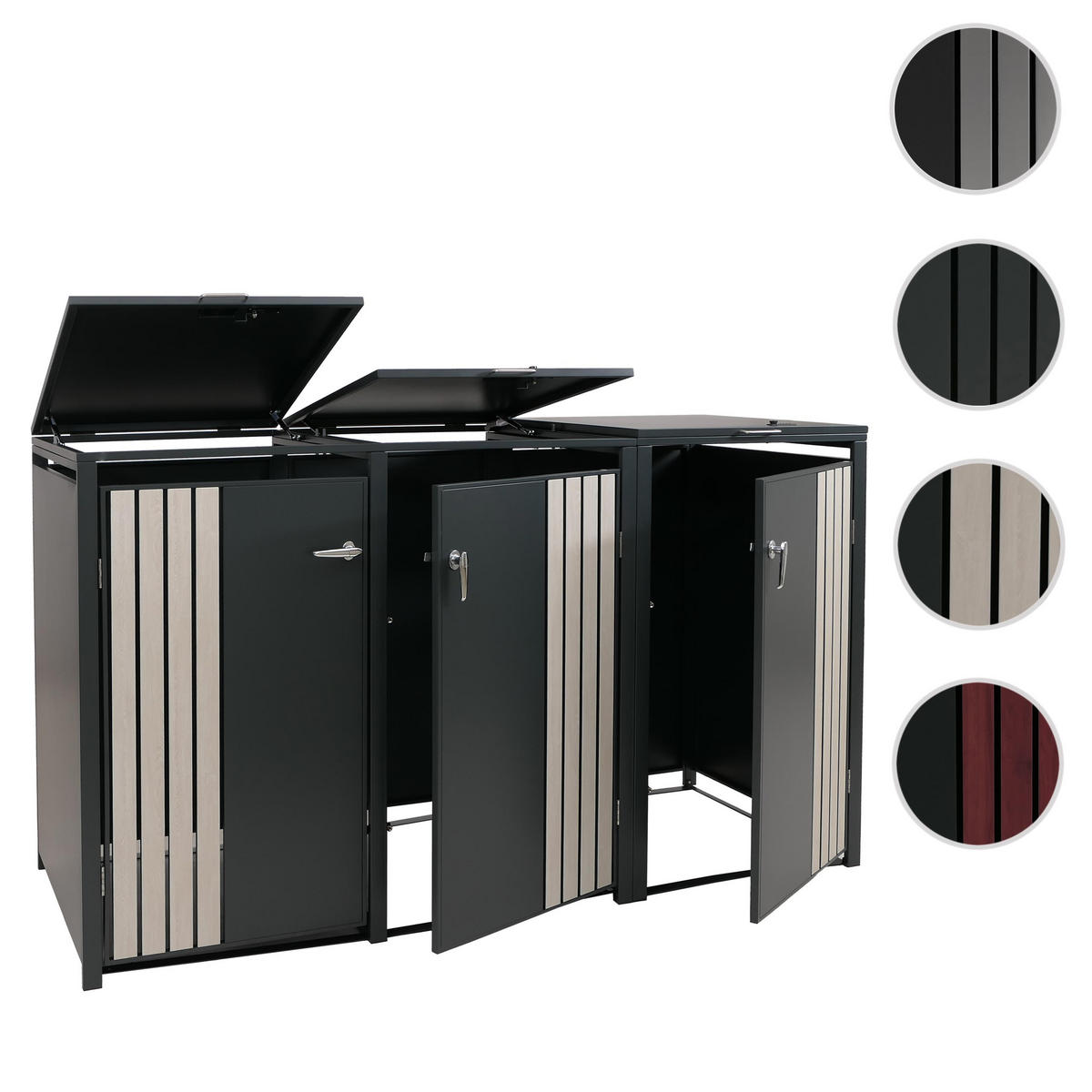 3ER-MÜLLTONNENVERKLEIDUNG Anthrazit, Hellbraun - Hellbraun/Anthrazit, Metall (200/122/84cm) - MCW