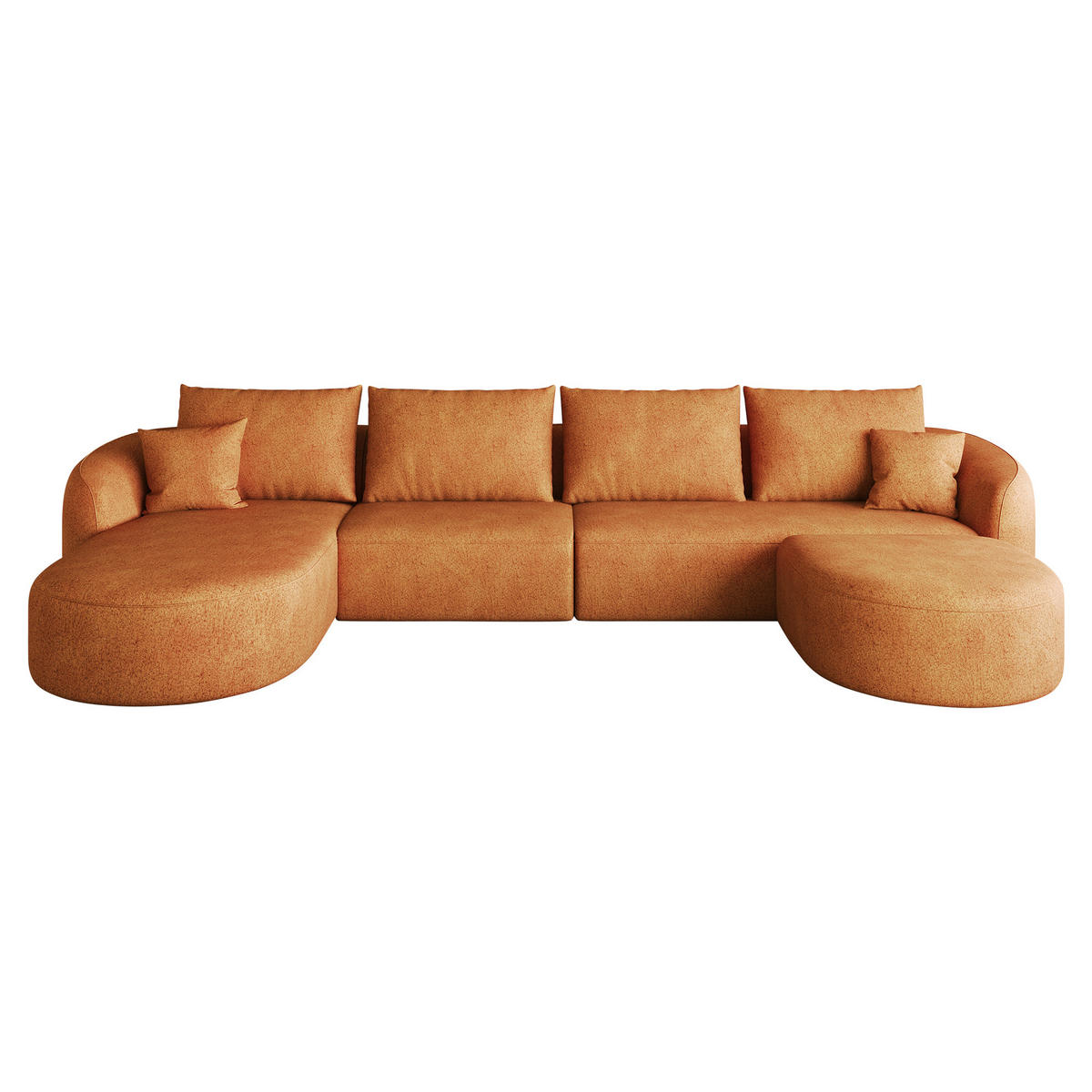 WOHNLANDSCHAFT Links, 3-Sitzer U-Form 336 cm ohne Montage, DE-34817, Orange - Orange, Textil (336/85/168cm) - ComfortXL