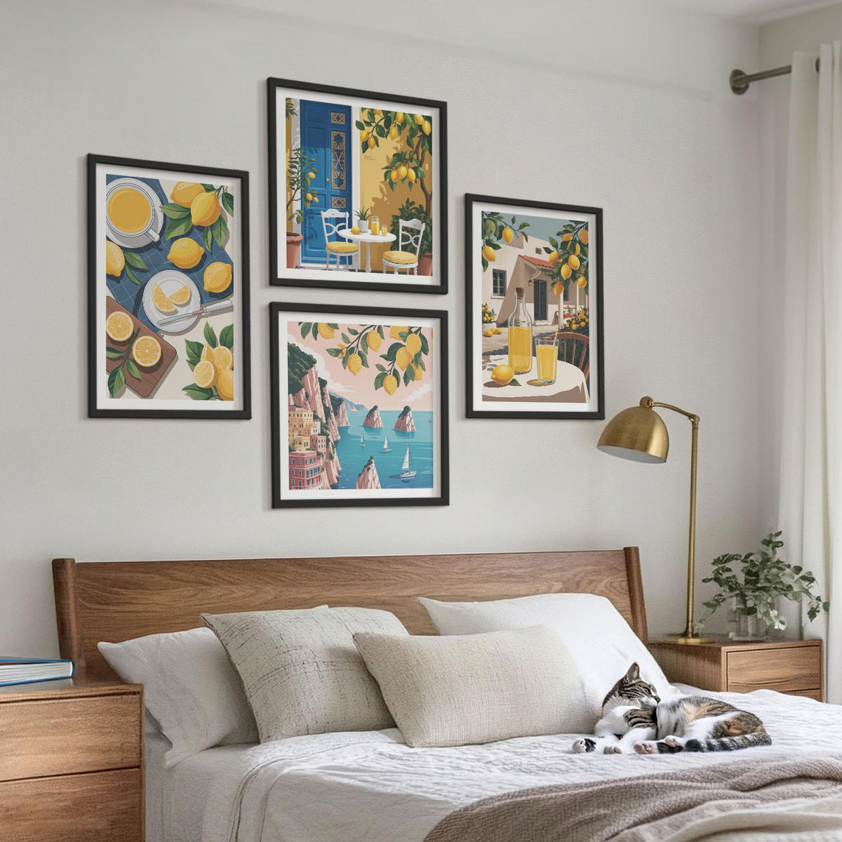 BILDER SET 4er Set - 50x50 cm & 40x60 cm Schwarzer Rahmen - Patio Sun Limonade - Schwarz, Kunststoff (50/50cm) - TULUP