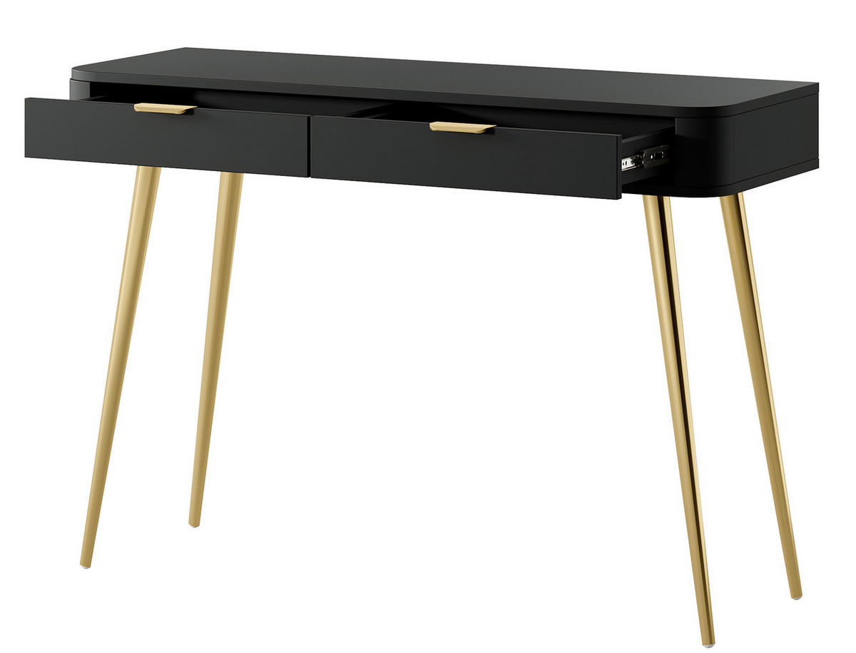 KONSOLENTISCH Oval Schwarz 112 cm - Goldfarben/Schwarz, Holzwerkstoff/Metall (38/112/78cm) - Selsey