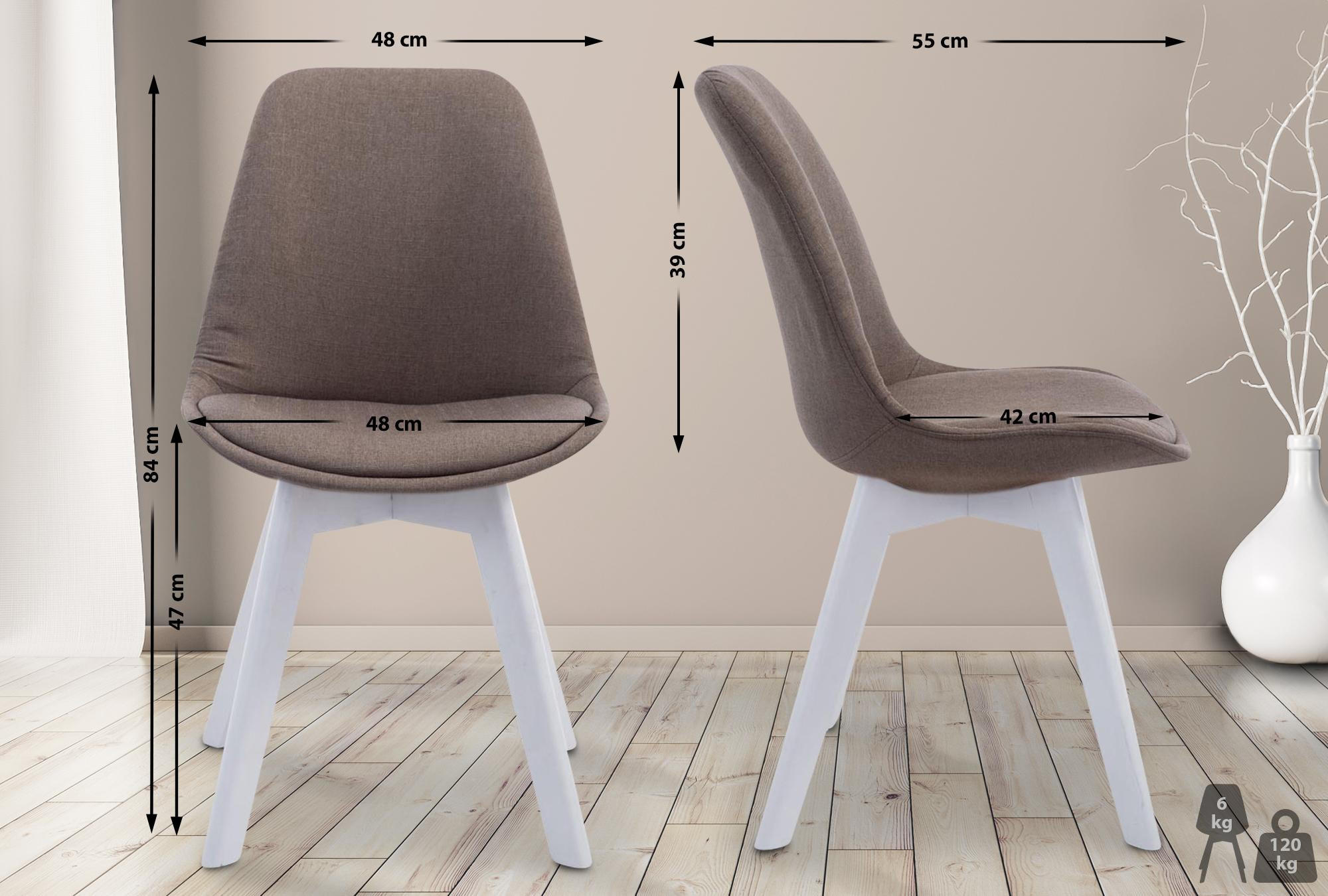 STUHL Stoff Taupe - Taupe/Weiß, Holz/Textil (48/84/55cm) - CLP