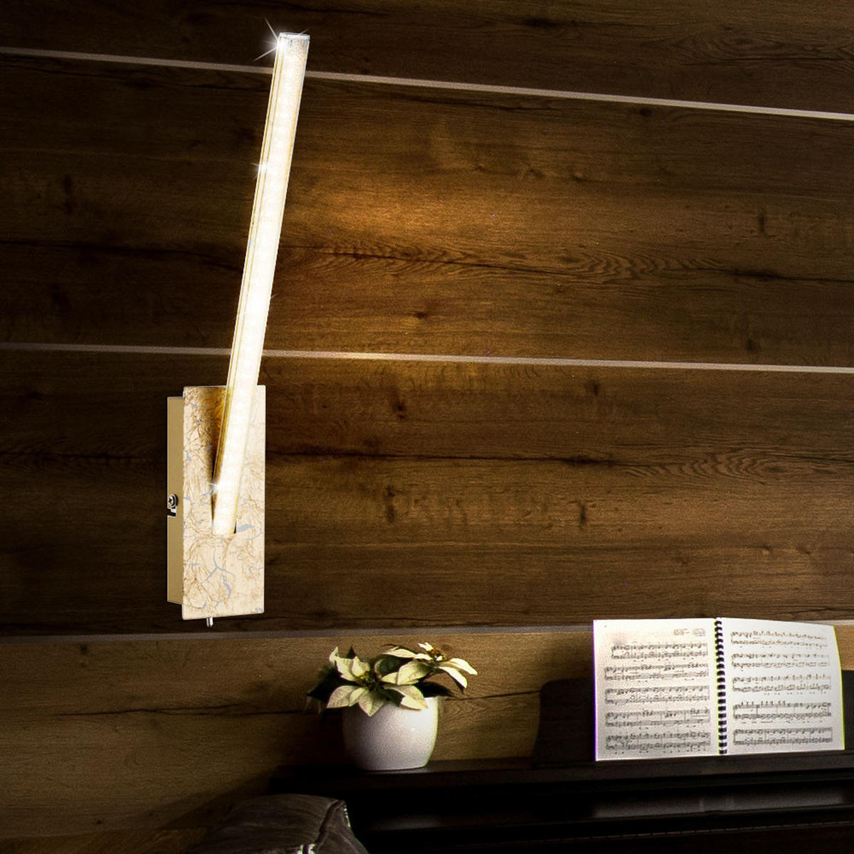 LED WANDLEUCHTE Fuego Gold Kristall 2er Set - Goldfarben, Metall (6.2/35/10.5cm)