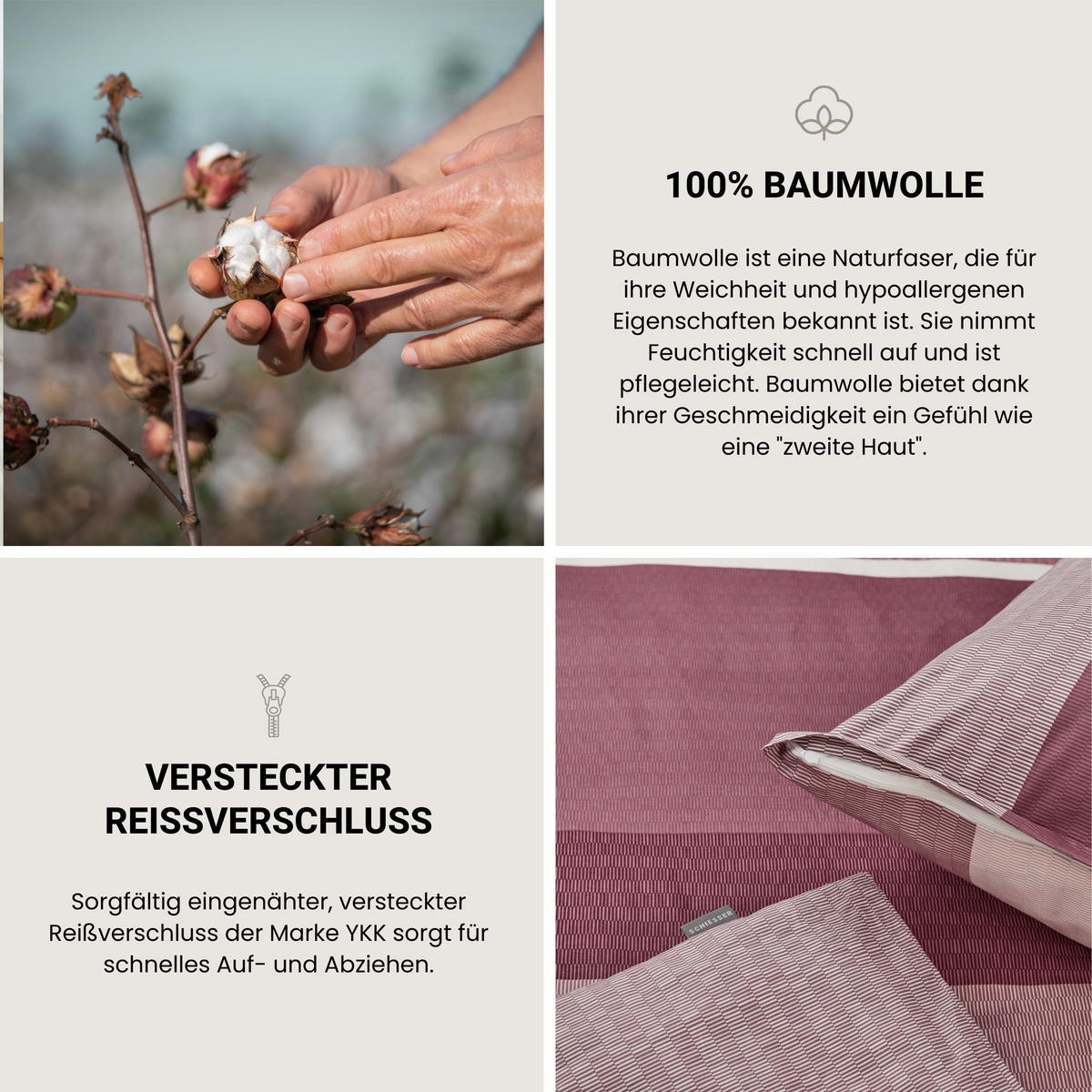 BETTWÄSCHESET Endy Stripes - Renforcé - 2-teilig - 135 x 200 cm - Beere - Beere, Textil (135/200cm) - SCHIESSER