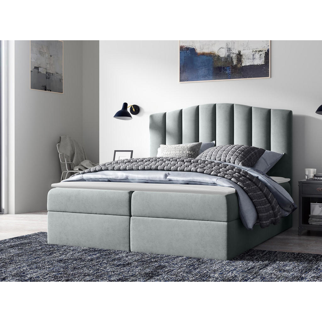 Thumbnail - Mirjan24 Boxbett, Hellgrau, Holz, H3, 160x200 cm, Schlafzimmer, Betten, Boxspringbetten