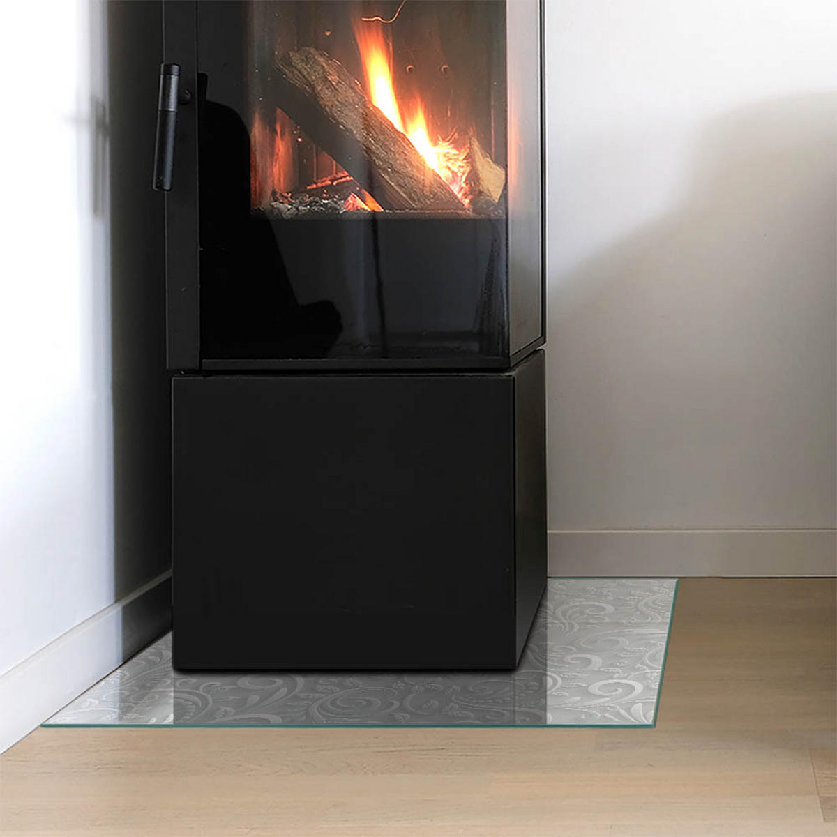 GLASPLATTE für Kamin 50x50 cm - Grau, Glas (50/50/0.4cm) - TULUP