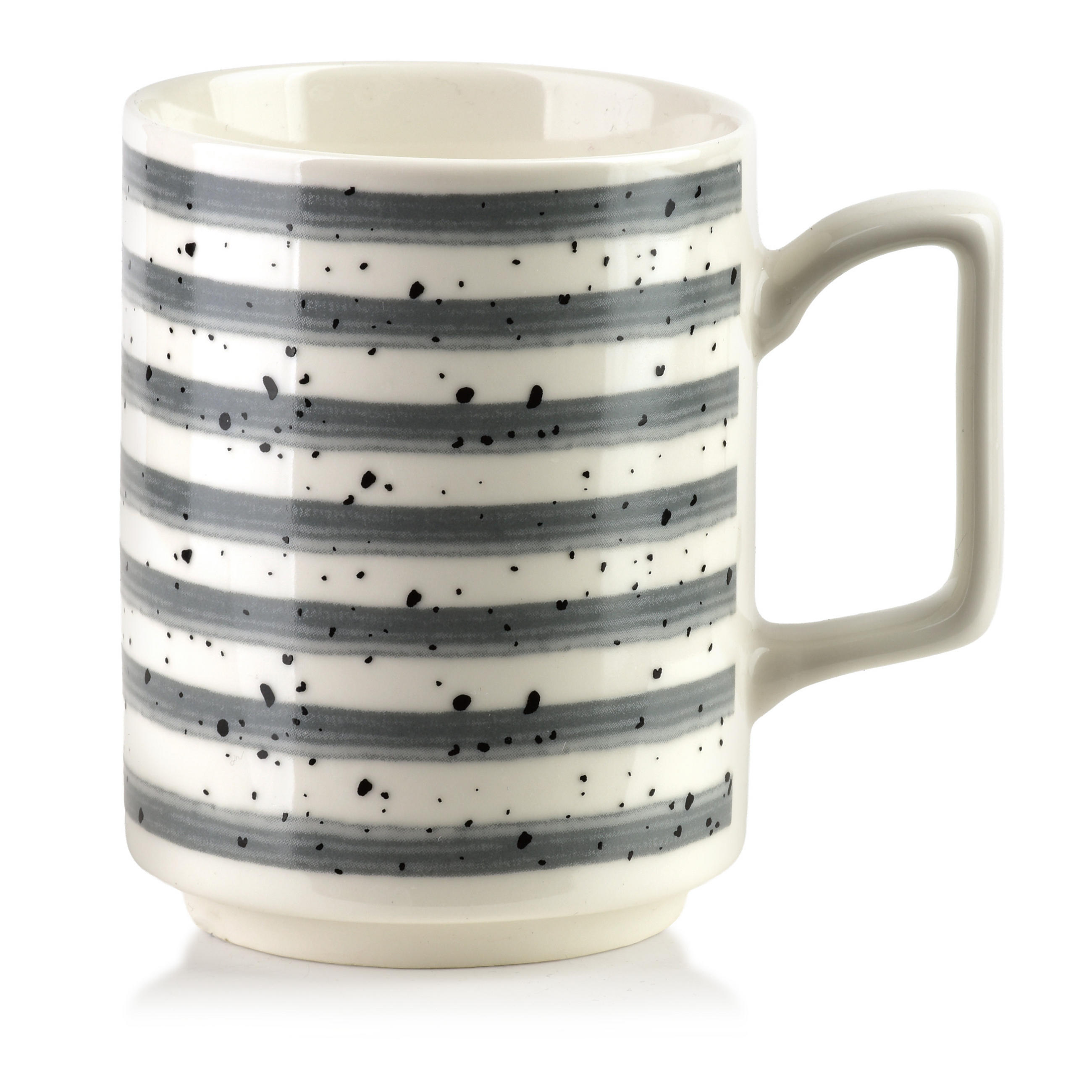 BECHER Mojra Grau Gestreift 8/11/10cm Porzellan - Grau, Keramik (0.35L) - Mondex