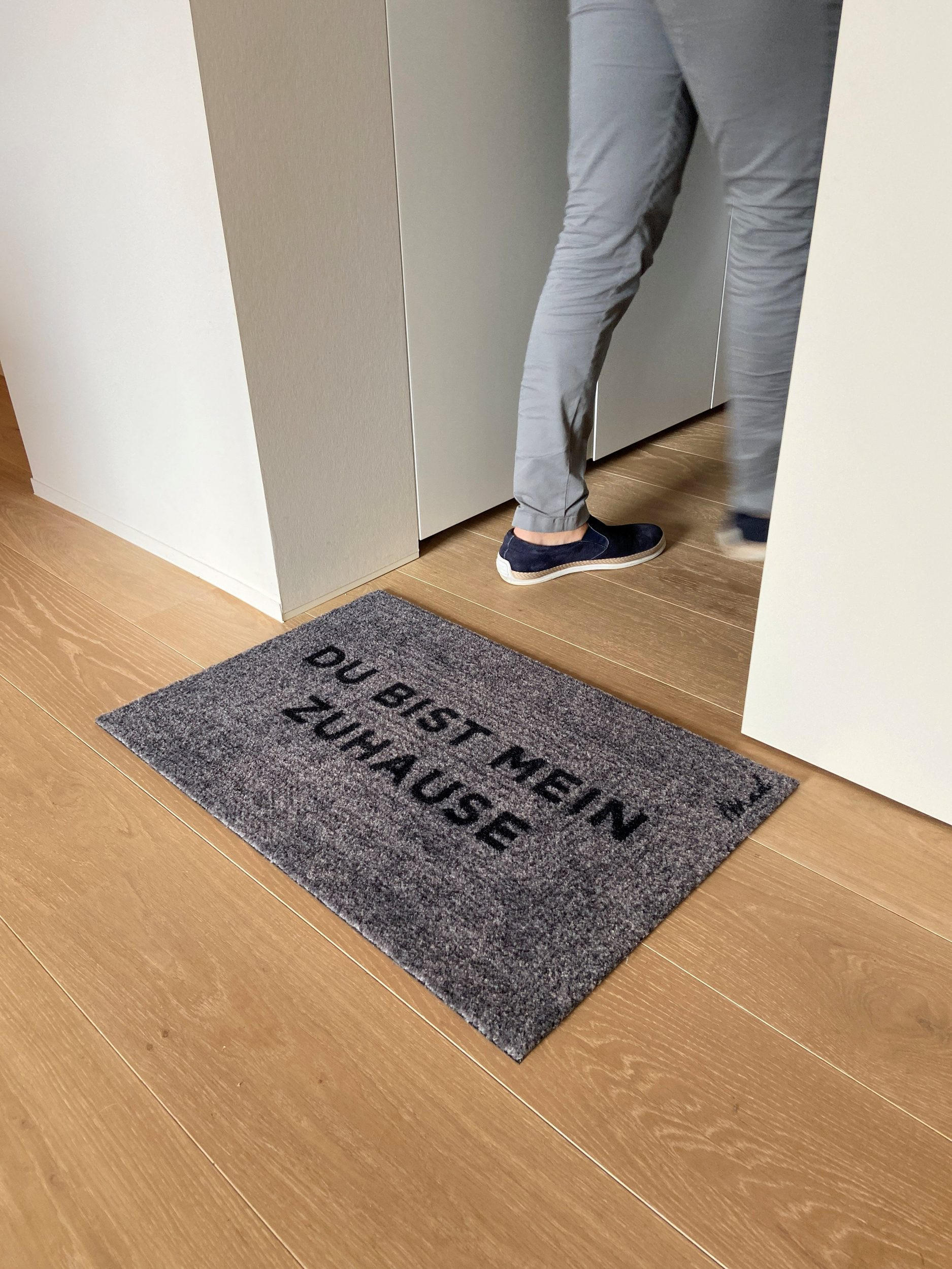 OUTDOOR FUßMATTE "Bruno" mit Spruch "Du bist mein Zuhause" Anthrazit 50 x 75 cm - Schwarz/Dunkelblau, Kunststoff/Textil (50/75cm) - MAD ABOUT MATS