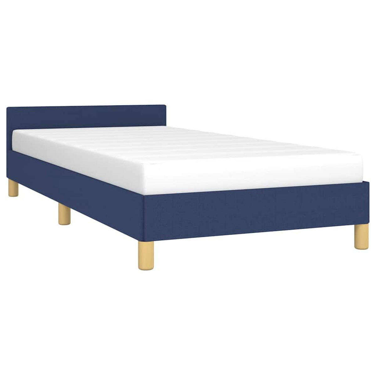 BETTGESTELL Mit Kopfteil Ohne Matratze Blau 90/200 Cm Stoff - Blau, Holz (90/200cm) - vidaXL