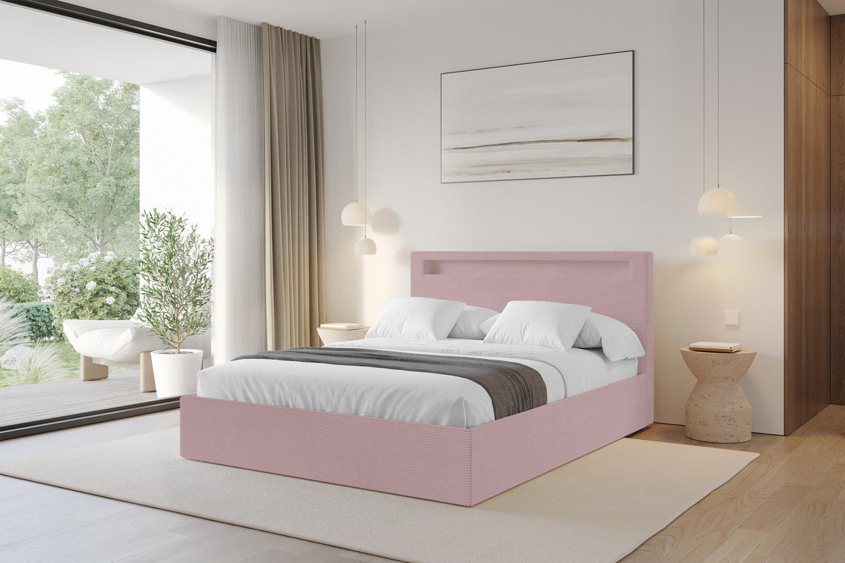 POLSTERBETT mit Bettkasten und Lattenrost, Boxbett ohne Matratze - GOLA 180x200 Rosa - Rosa, Holzwerkstoff/Textil (180/200cm) - ALTDECOR