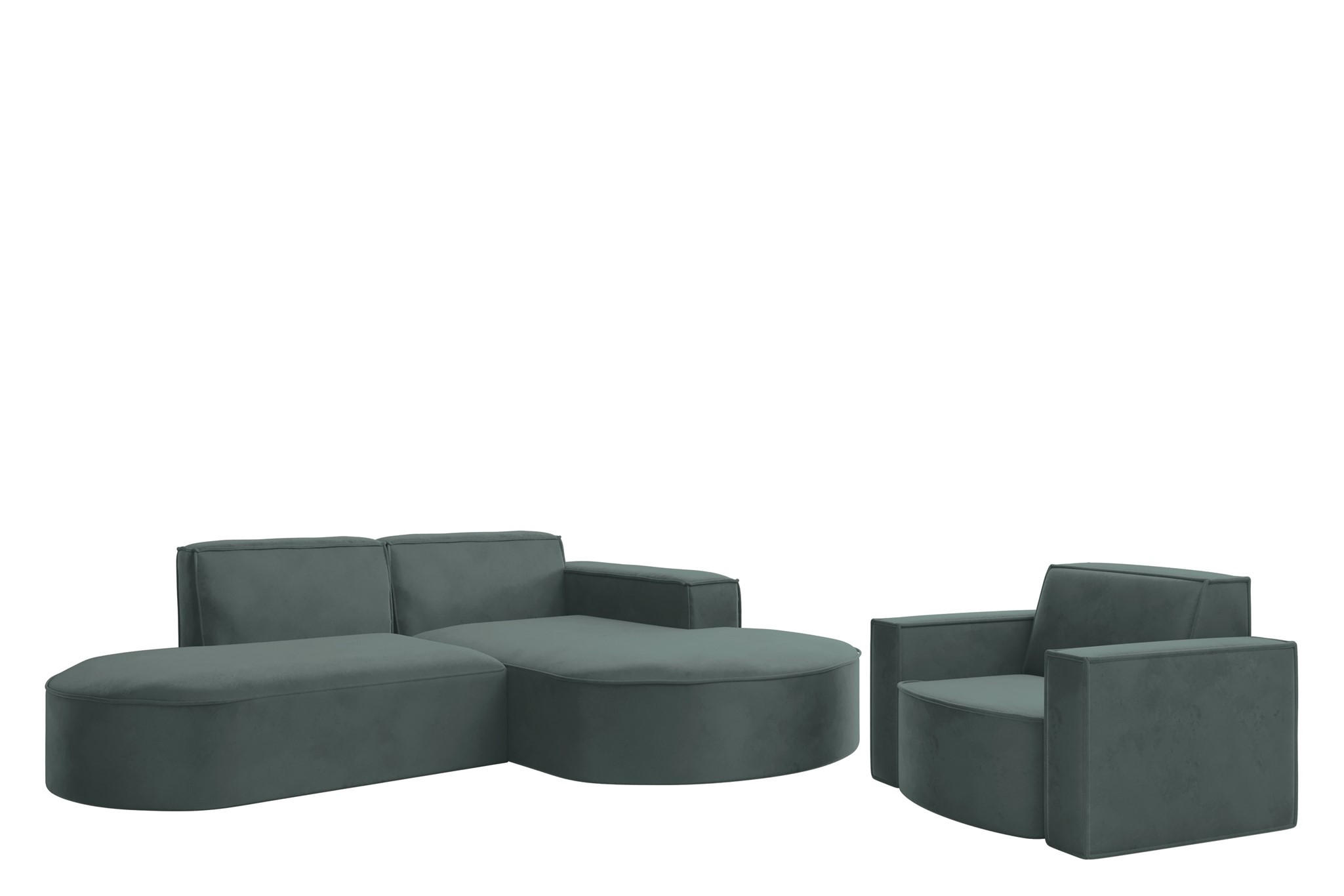 SOFASET Palma Ecksofa Sessel Opera - Smaragdgrün, Holzwerkstoff/Textil (236/78/165cm) - Fun Möbel