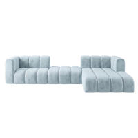ECKSOFA Modulares In L-Form, Velvet-Stoff Riviera, Babyblau, Rechts, GRAND 319 cm - Hellblau, Holz (319/175cm) - Kaiser Möbel