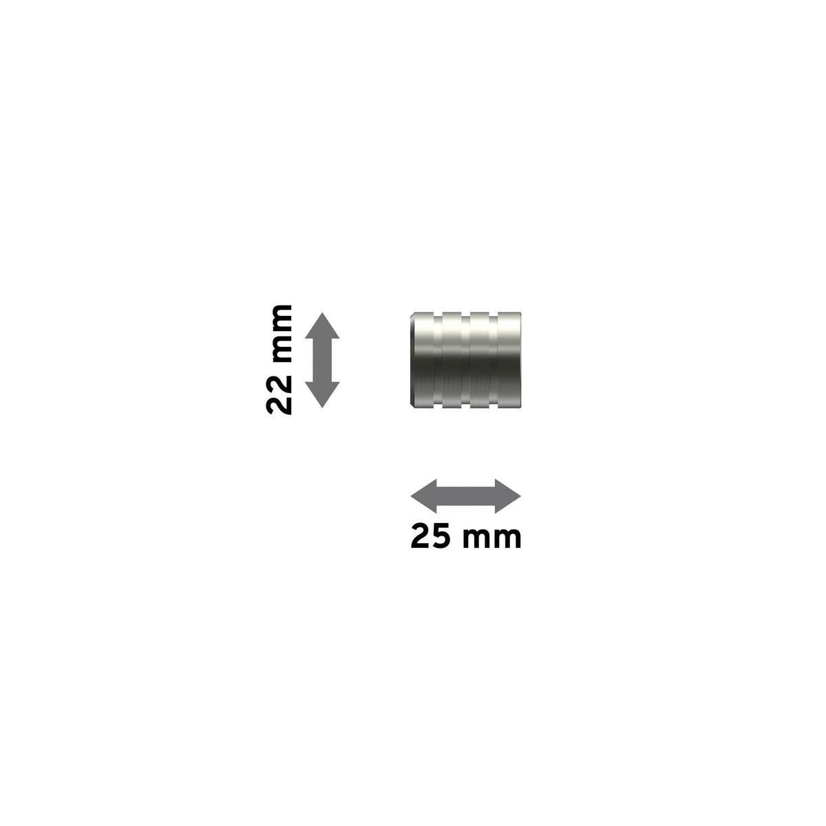 ENDSTÜCKE FÜR GARDINENSTANGEN 16 mm Ø, Selma Edelstahl, Packung 2 Stück - Edelstahlfarben, Metall (2.5/2.2/2.2cm) - INTERDECO