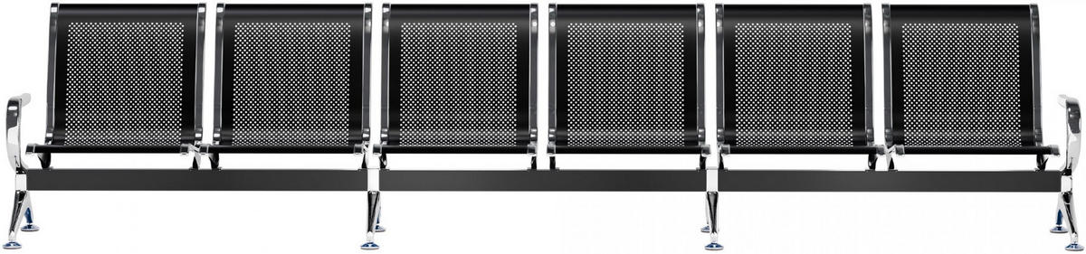 WARTEBANK Metall Schwarz - Chromfarben/Schwarz, Metall (355/80/63cm) - CLP