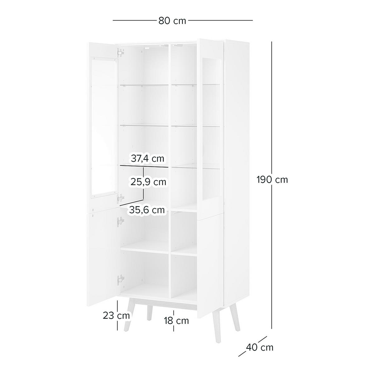 VITRINENSCHRANK - Eichefarben/Weiß, Holzwerkstoff (80/190/40cm) - home24