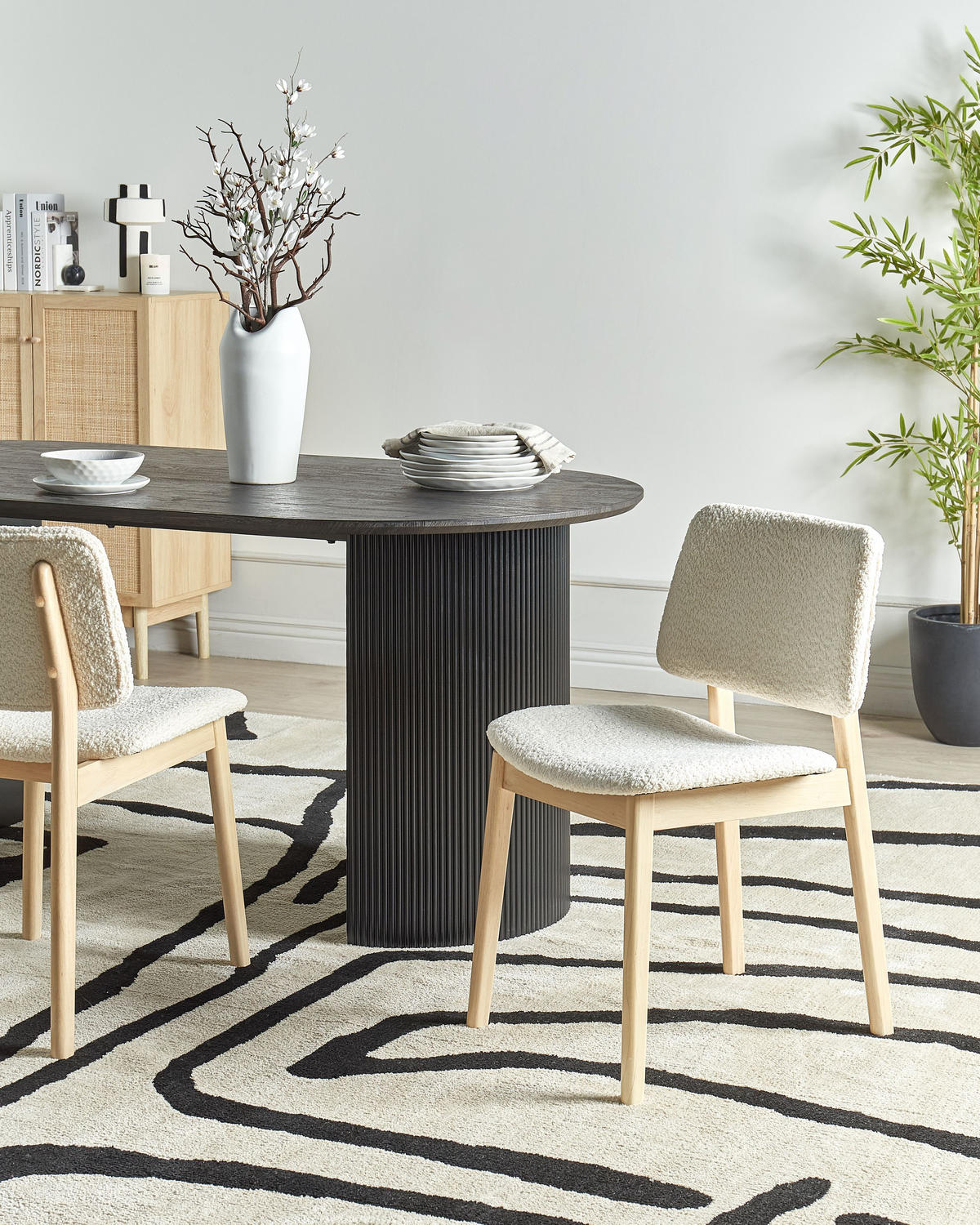 ESSZIMMERSTUHL 2er-Set Cremeweiß Blane - Braun/Weiß, Holz (48/79/53cm) - Beliani