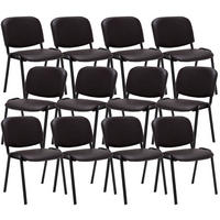 BESUCHERSTUHL 12er Set Lederlook braun - Schwarz/Braun, Textil/Metall (53/83/53cm) - CLP