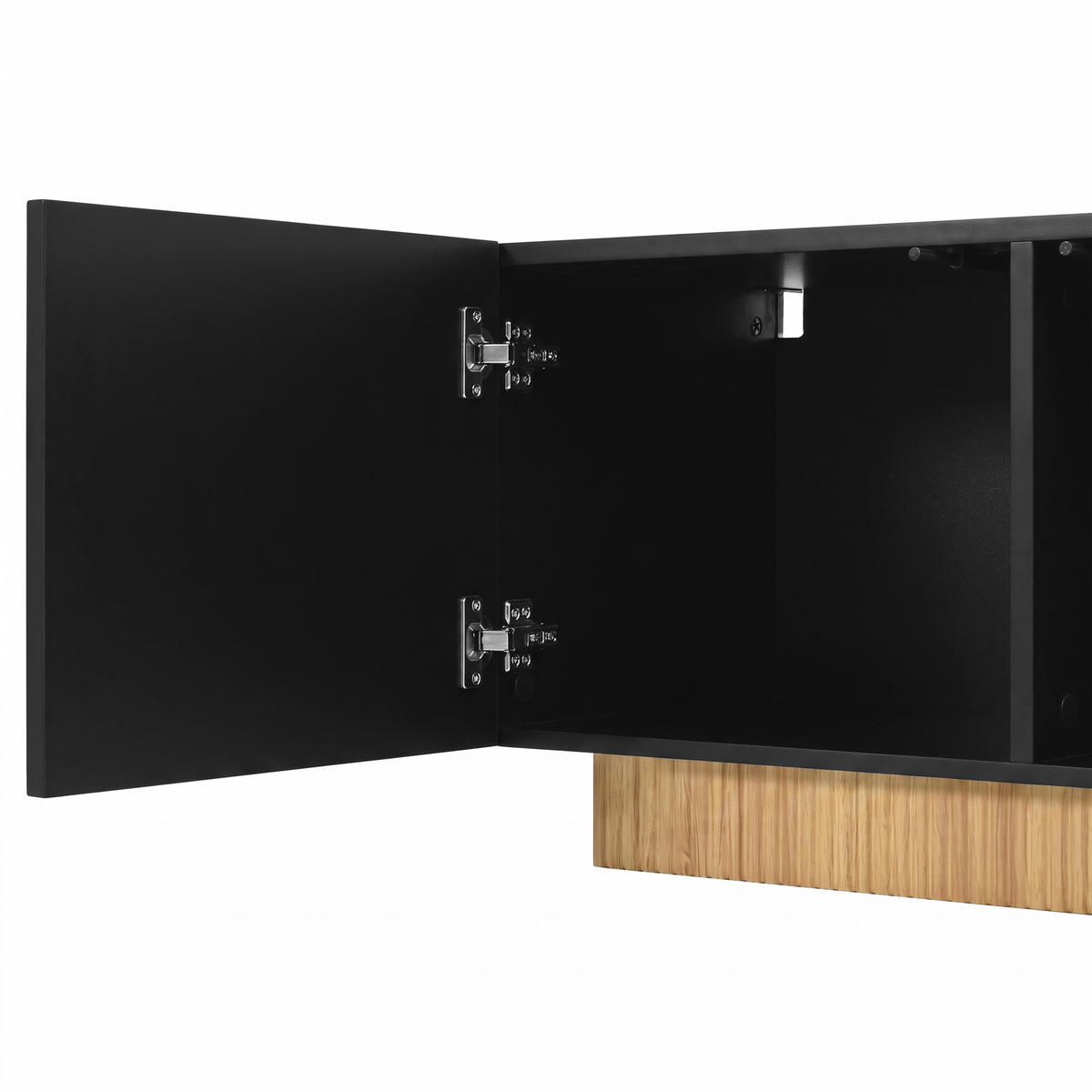 TV-LOWBOARD 170 x 38 x 42 cm, 4 Türen, 3D-Relieffront, Kabelmanagement, Schwarz - Schwarz, Holzwerkstoff (170/42/38cm)