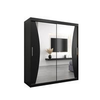 SCHWEBETÜRENSCHRANK 200/180/62 2-türig - Silberfarben/Schwarz, Holz/Kunststoff (180/200/62cm) - MÖBEL KRYSPOL