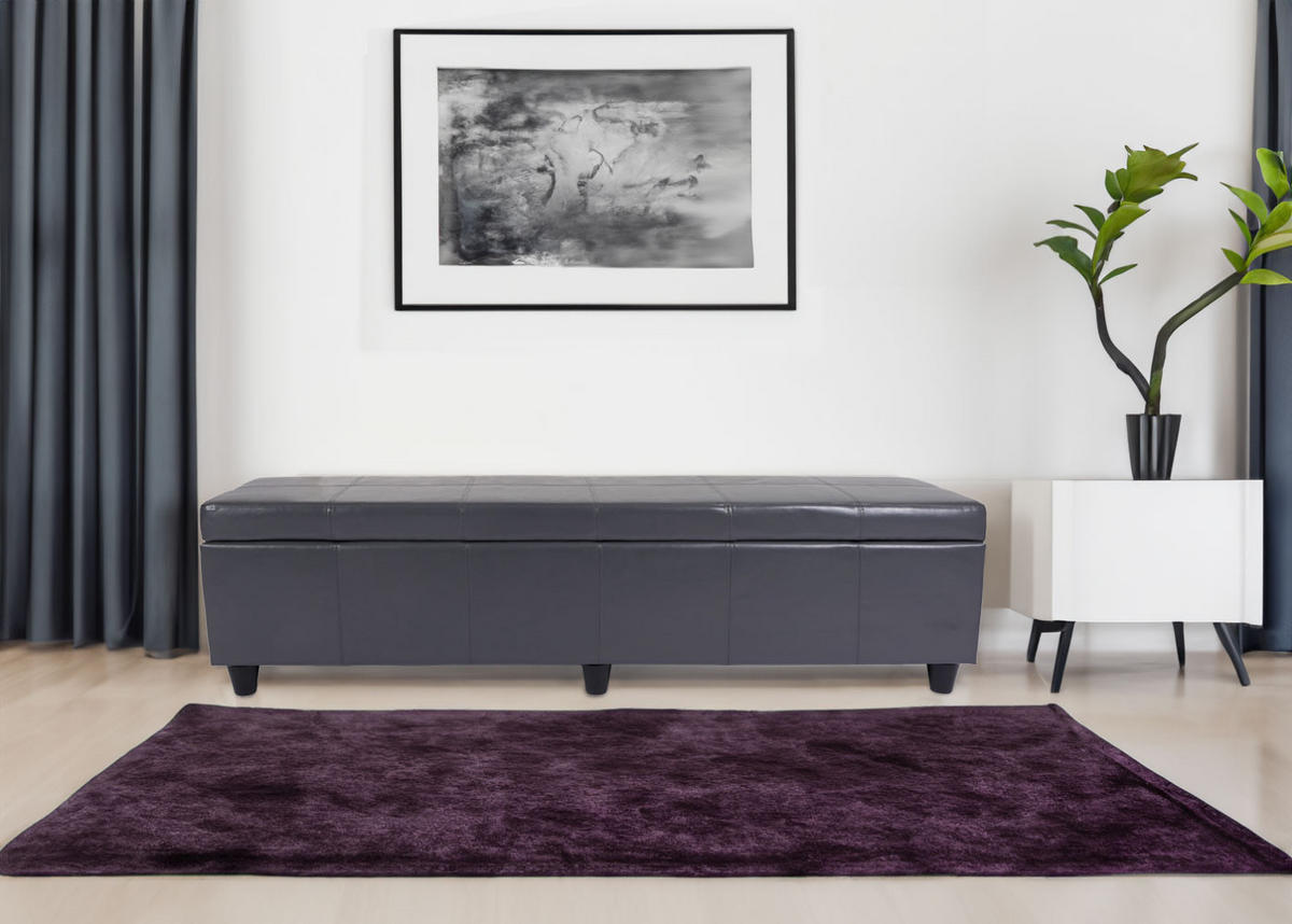 SITZBANK MIT AUFBEWAHRUNG XXL Grau - Grau, Leder (180/45/45cm) - MCW