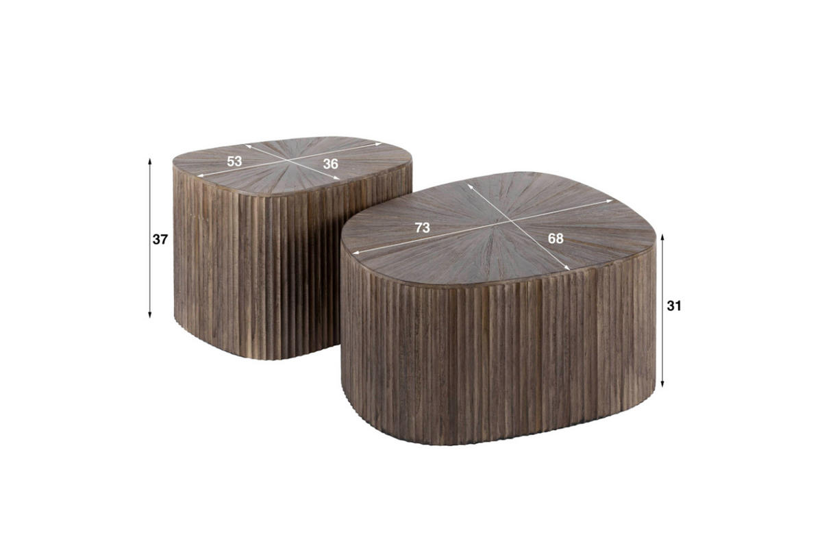 COUCHTISCH-SET INKA Braun Teakholz - Braun, Teakholz/Holz (73/68/31cm) - KAWOLA