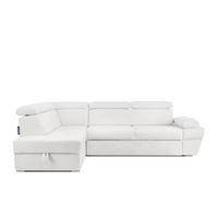 SCHLAFECKSOFA RATLO links 4/5-Sitzer mit Bettkasten, Cremeweiß - Silberfarben/Creme, Textil (270/190cm) - KONSIMO®