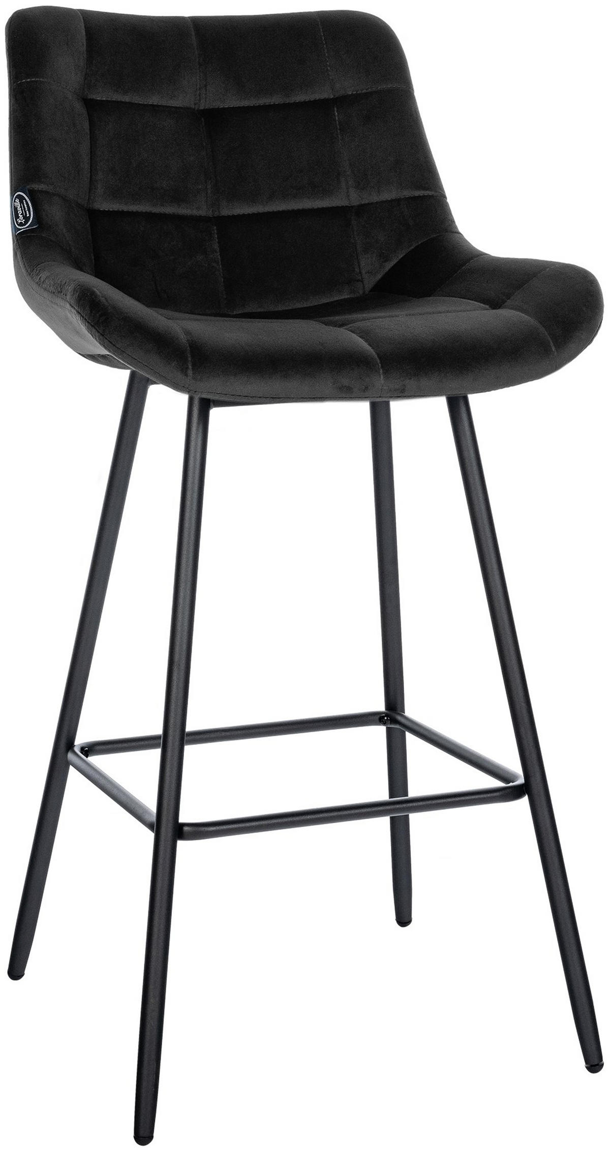 BARHOCKER Welton Samt schwarz - Schwarz, Textil/Metall (49/104/56cm) - TPFLiving
